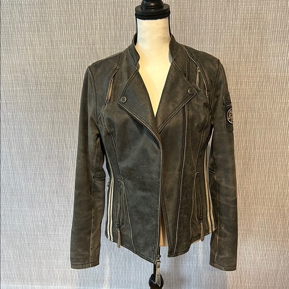 Harley-Davidson Jackets & Blazers - Women's Distressed Grey Biker Jacket